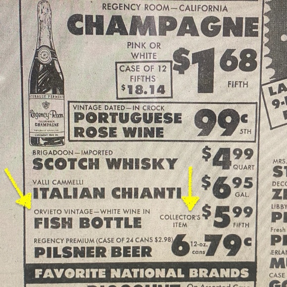 1960s I Empty Crackle Glass Horizontal Fish Wine Bottle - Picture 16 of 16